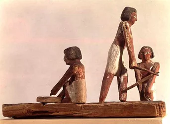 Modell von ägyptischen Ziegelmachern, Königreich, aus Beni Hasan, ca. 2000 v. Chr.